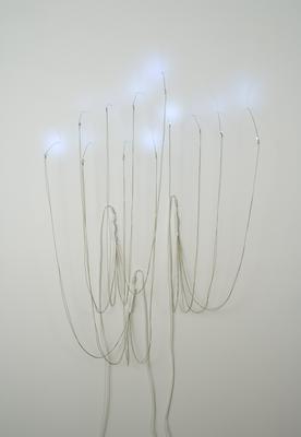 Hale Passage, 2006, White leds, custom electronics, c program, high-flex wire, steel, aluminum, 79 x 35 x 17 inches